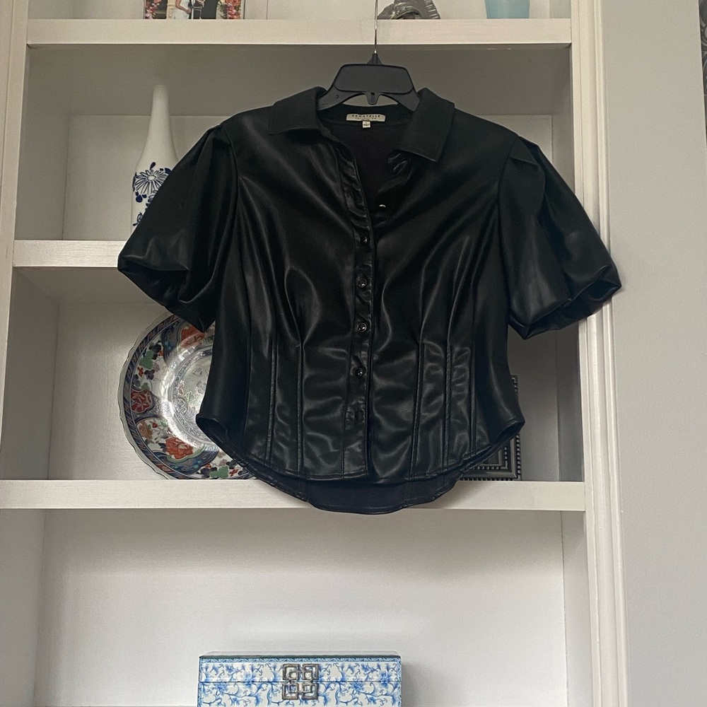 Bagatelle Black Faux Leather Shirt